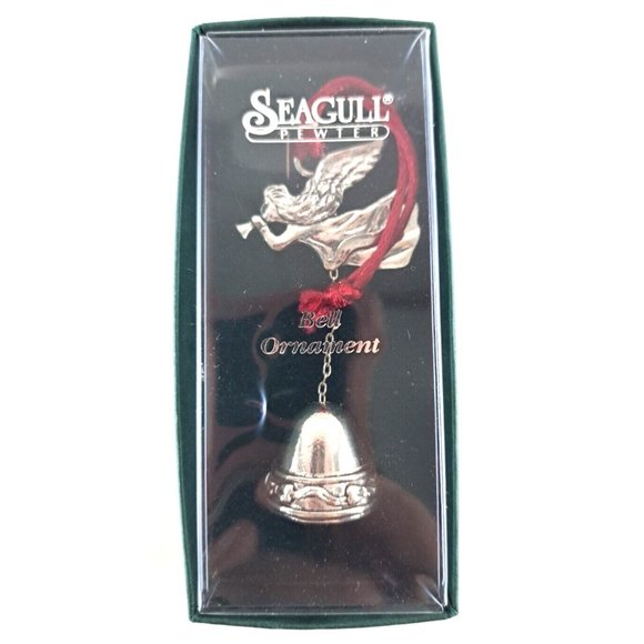 Vintage Seagull Pewter Christmas Bell Ornament With Angel 3.5" Canada 1994 - Picture 1 of 4